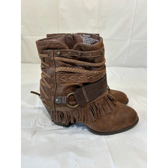 JellyPop Rugby Bootie Brown Faux Leather Size 6 M - Picture 2 of 9